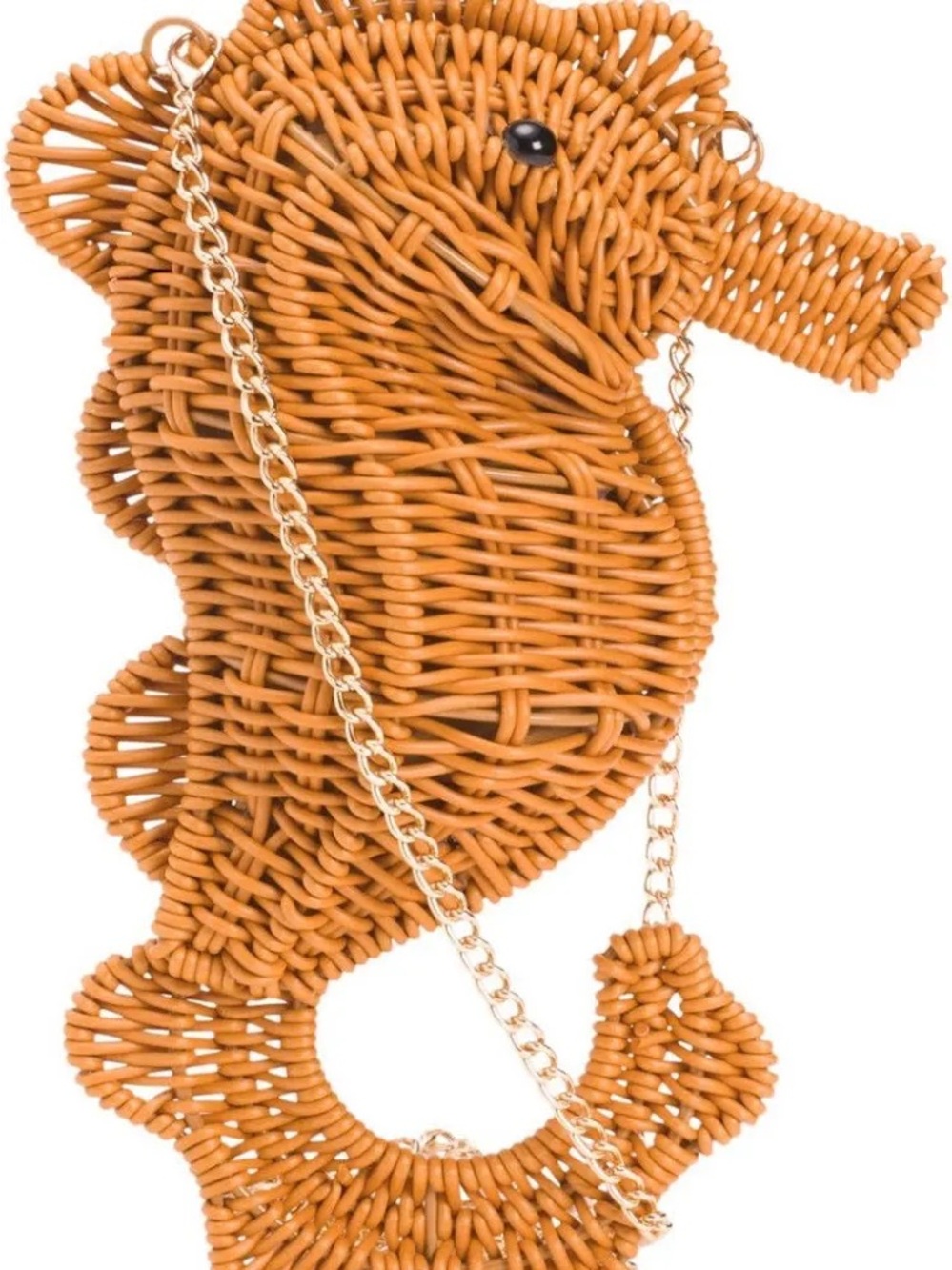 Tommy Bahama Woven Seahorse Crossbody Bag - Tan with Gold Chain